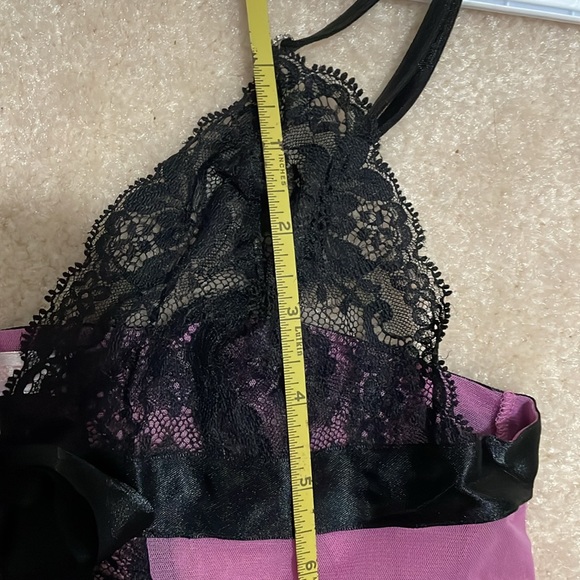 Victoria’s Secret sheer tie front purple with black lace baby doll night dress - Picture 8 of 9